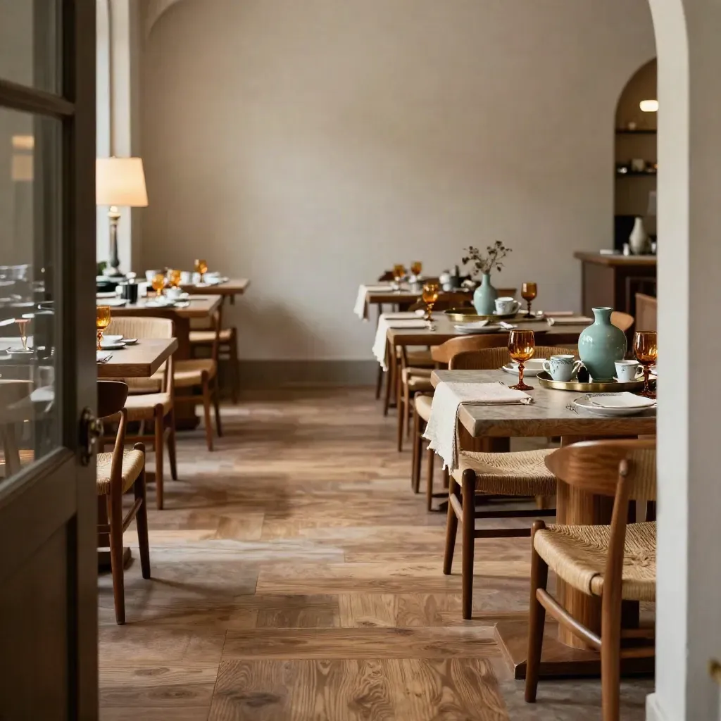Lounge eventi storico con tavoli alti, sedie intrecciate e bicchieri ambrati per networking.